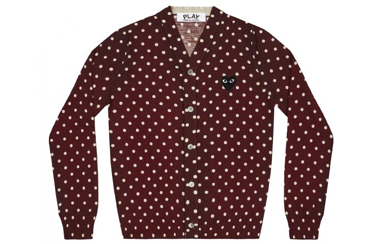CDG Play Polka Dot Heart Wool Sweater Brown