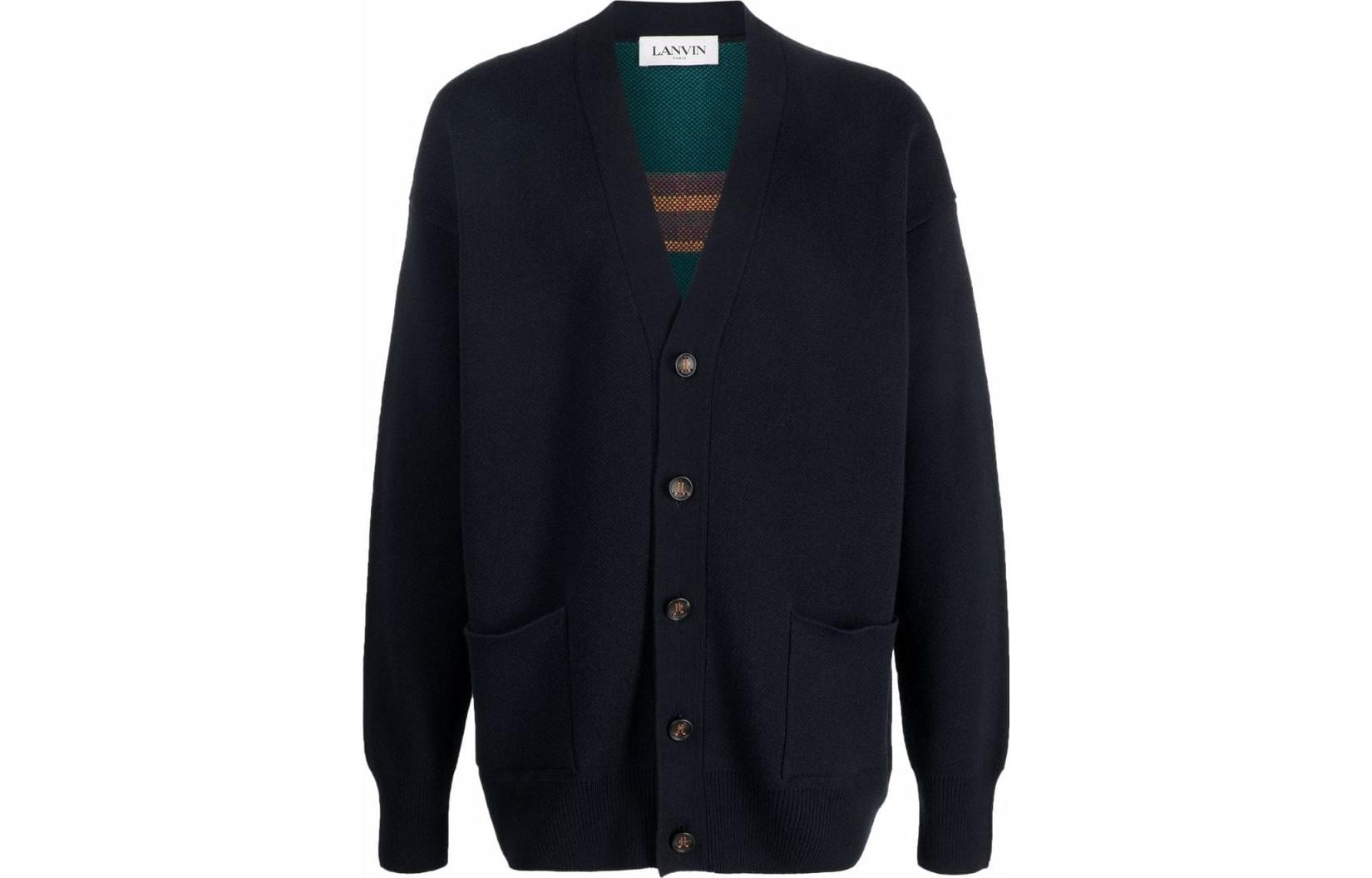Lanvin/浪凡 Lanvin SS22 Logo Wool Cardigan Black