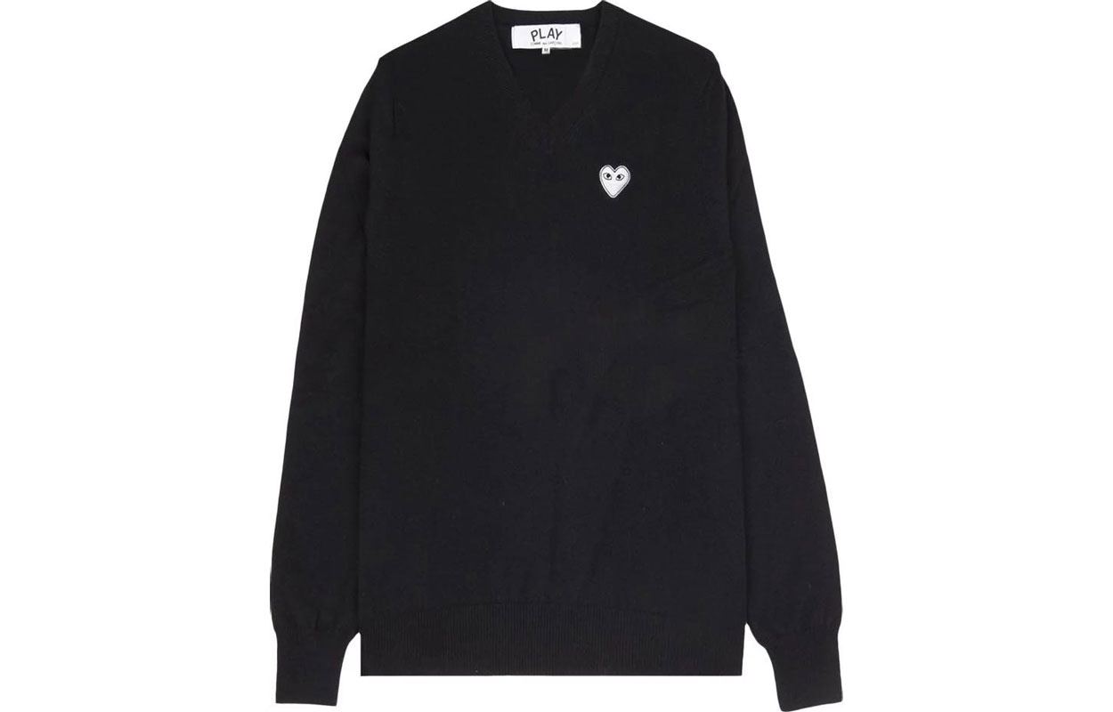 CDG Play V-Neck Sweater Black