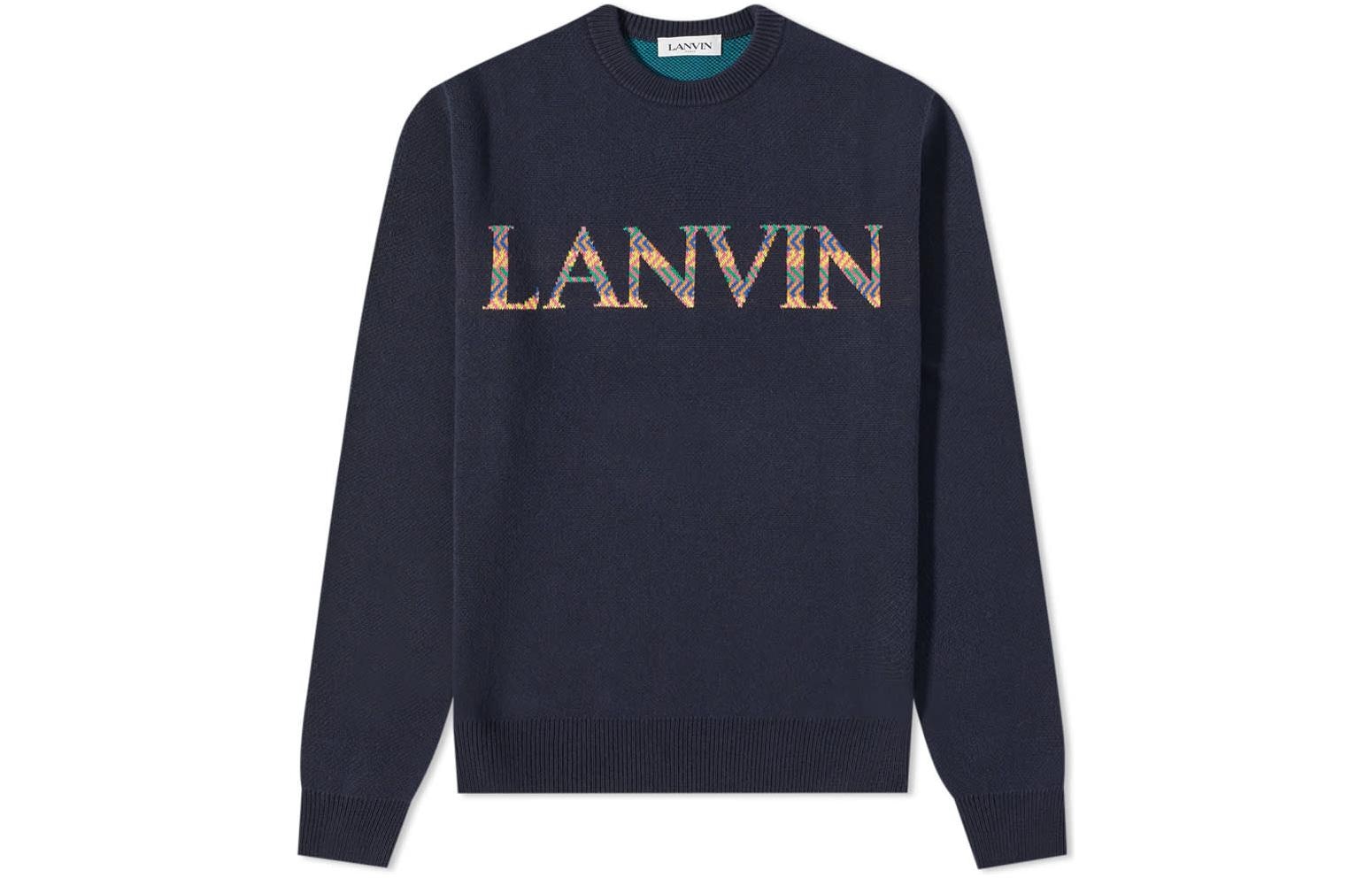 Lanvin/浪凡 Lanvin Logo Crewneck Wool Sweater Blue