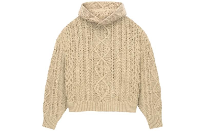 Fear of God Essentials Cable Knit Hoodie Gold Heather