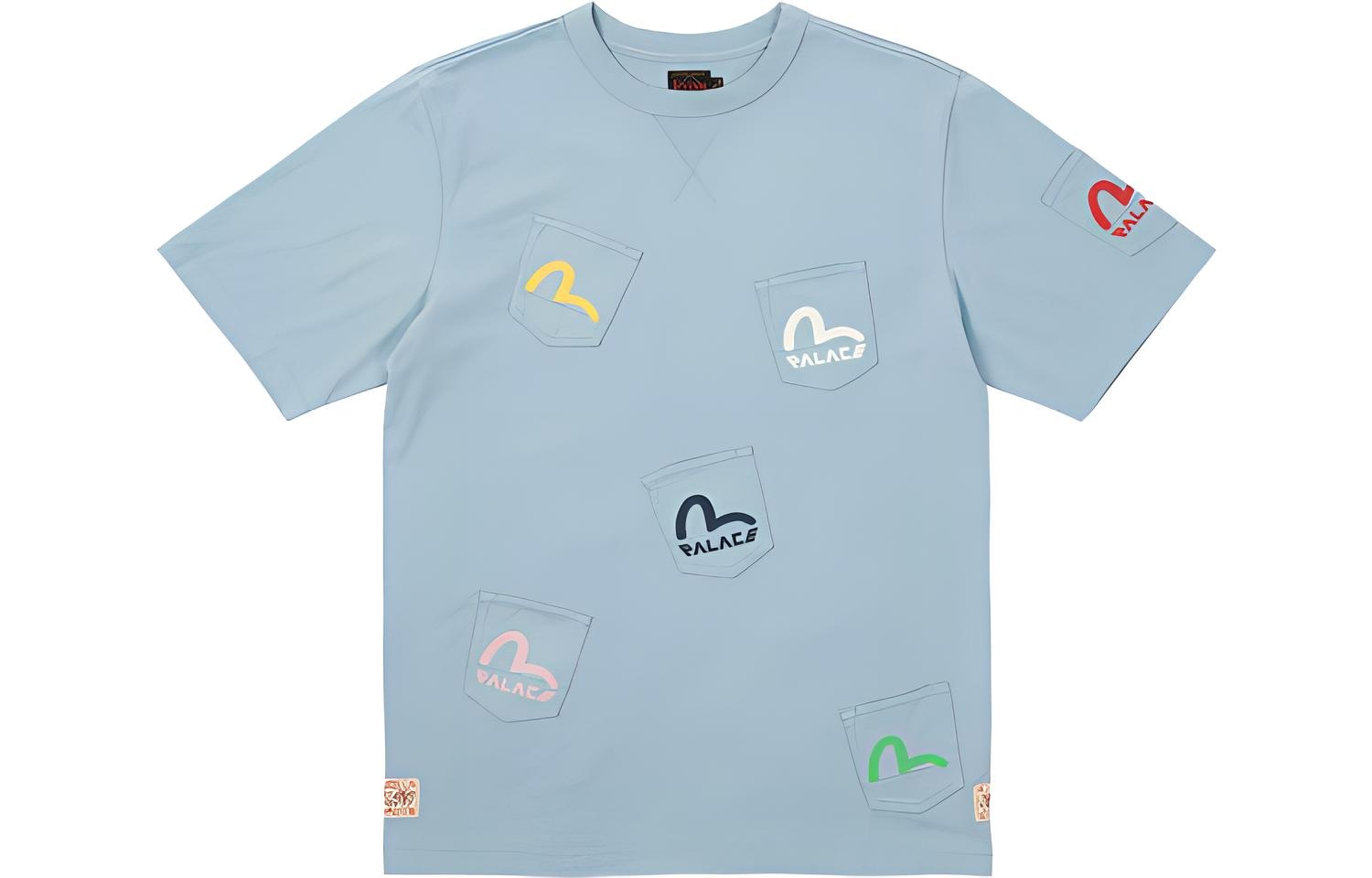 PALACE x EVISU Multi Pocket T-Shirt Dusty Blue LogoT