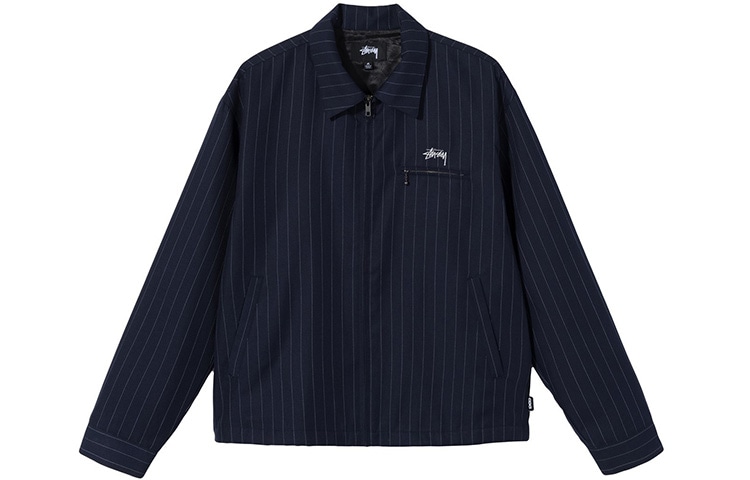 Stussy x CDG Striped Coach Jacket Blue