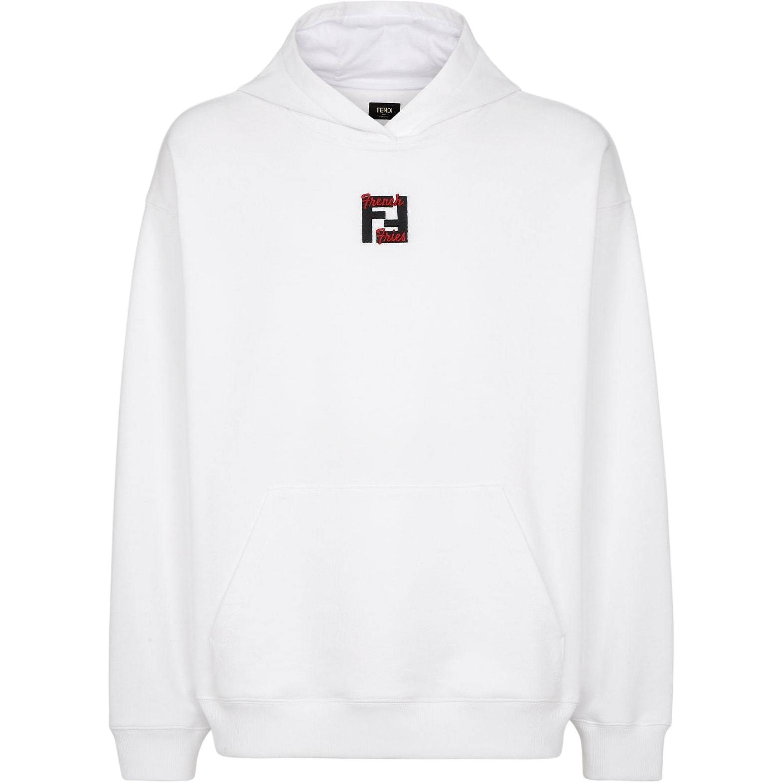 FENDI/芬迪 Fendi FW24 Drawstring Hoodie Embroidered Patch White