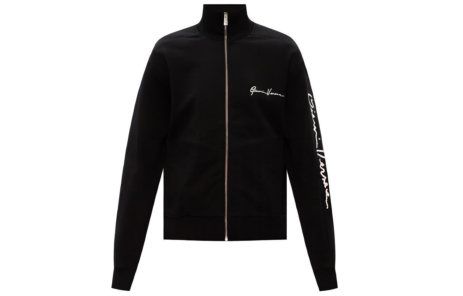 VERSACE/范思哲 Versace Logo Embroidered Zip Jacket Black