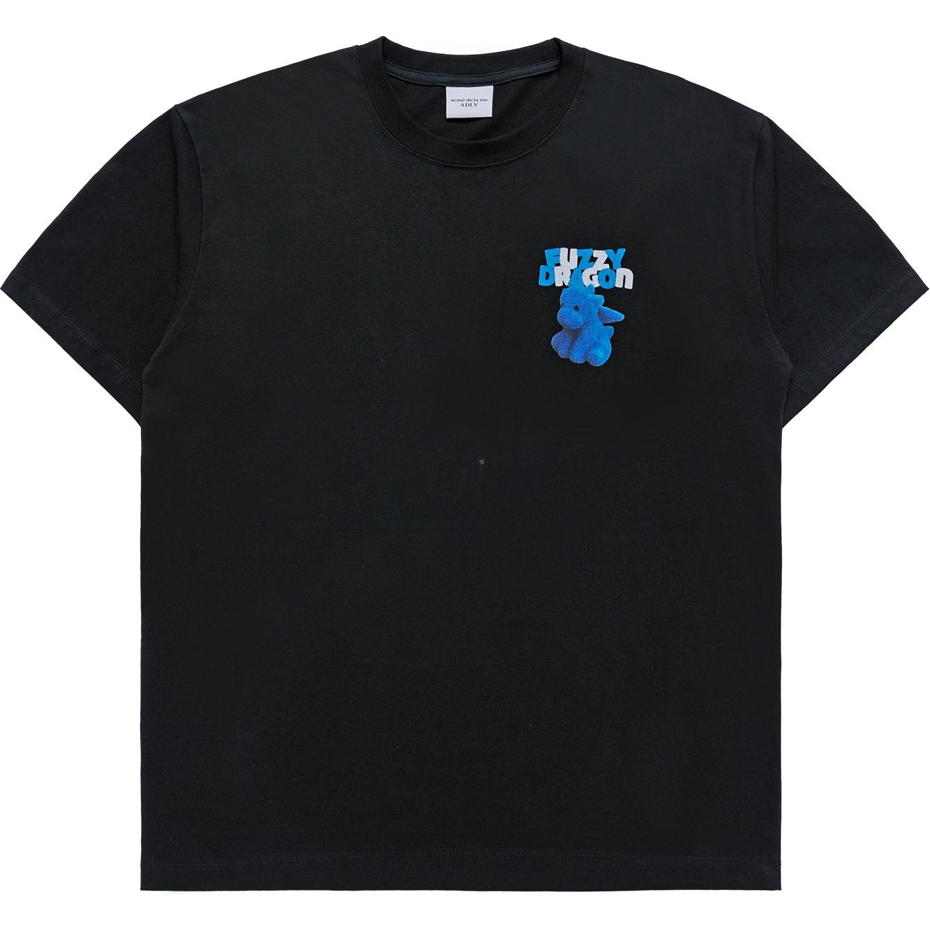 acme de la vie ADLV Fuzzy Font Dragon Crew Neck T-Shirt Black