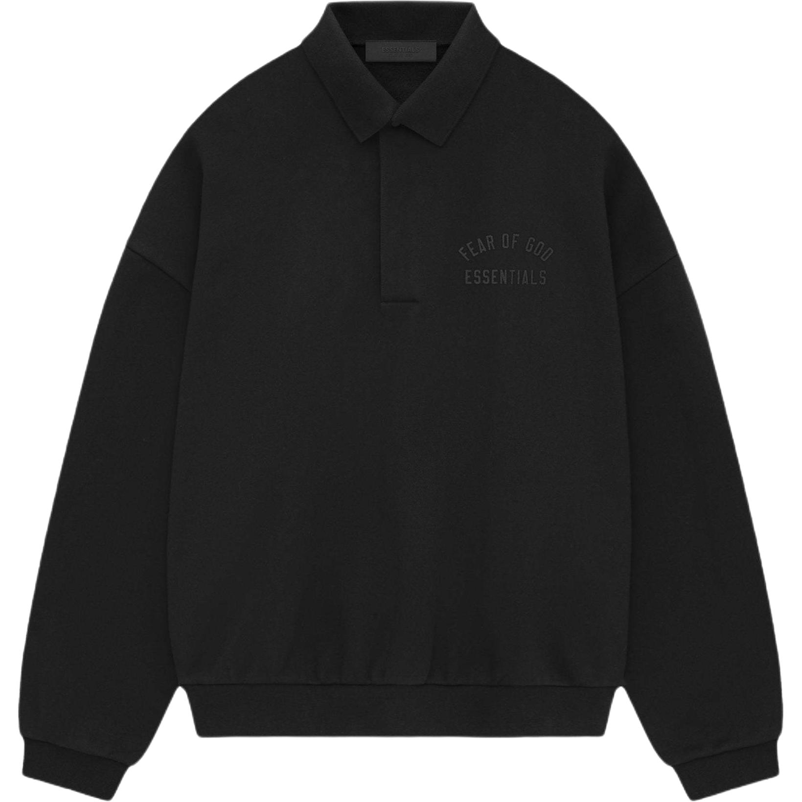 Fear of God Essentials Fleece Polo Obsidian Black