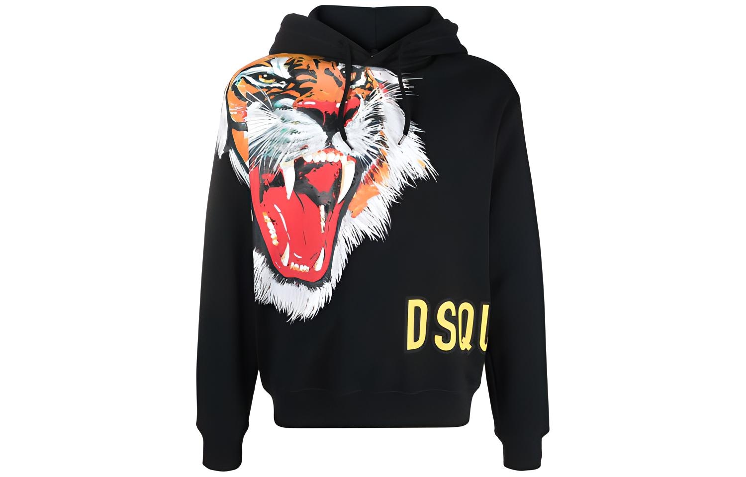 DSQUARED 2 DSQUARED2 Tiger Print Hoodie Black