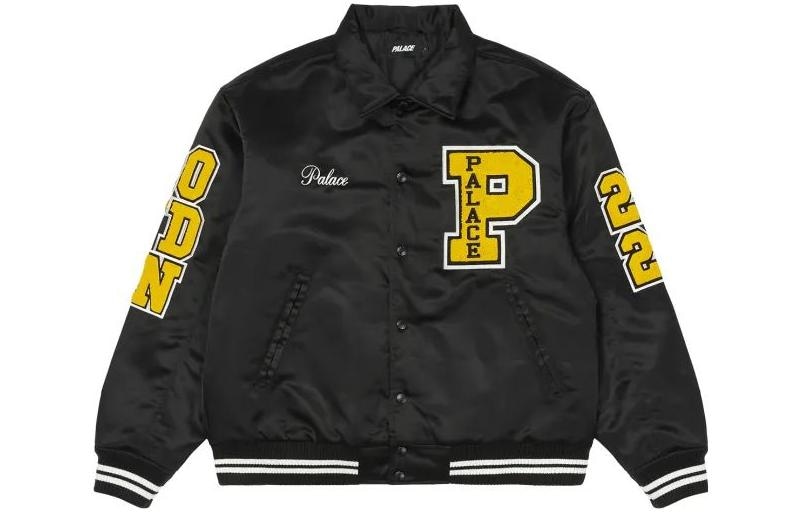 Palace Satin Varsity Jacket Black