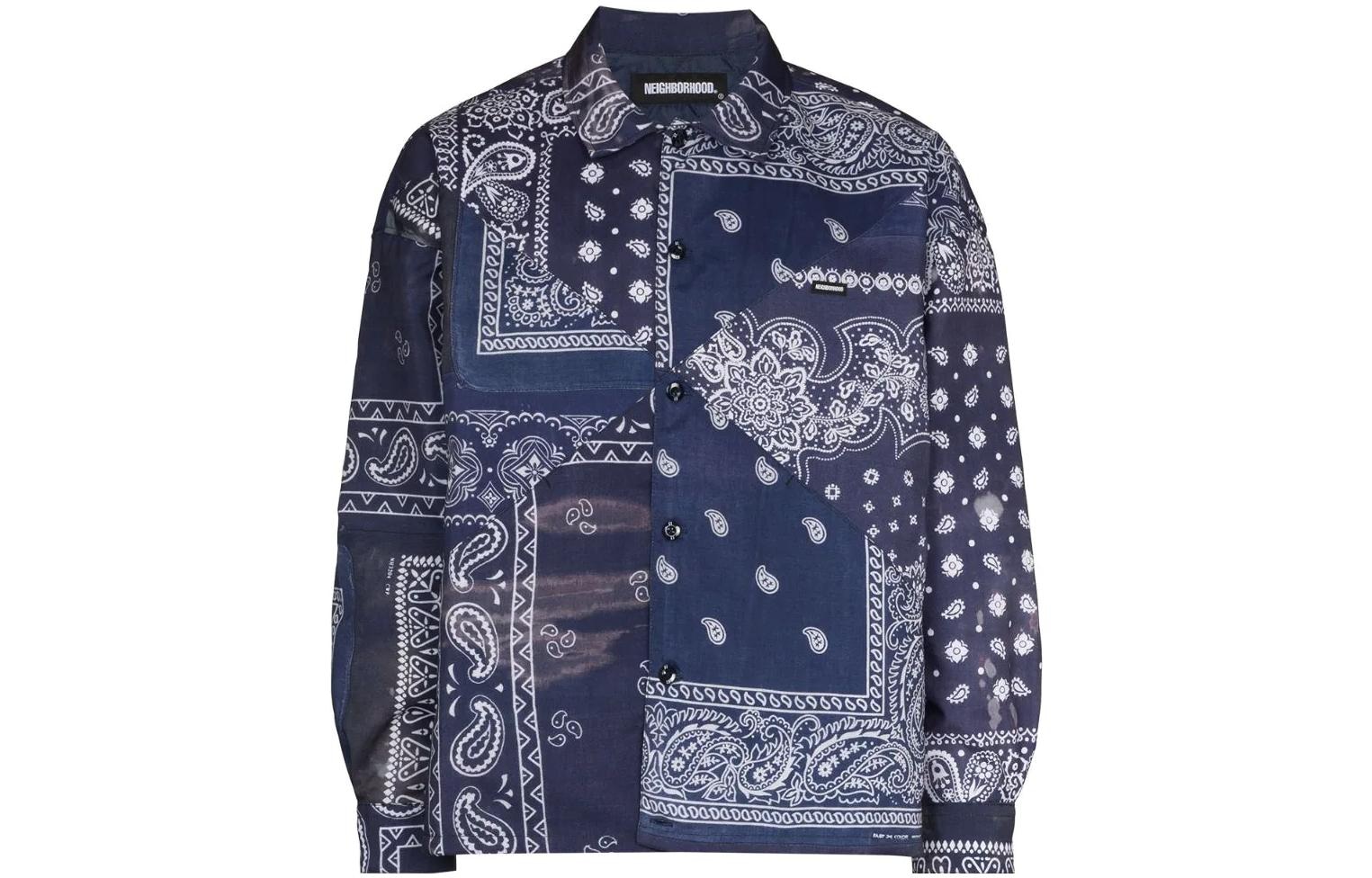 NEIGHBORHOOD SS22 Bandana Patch Shirt Jacket Navy