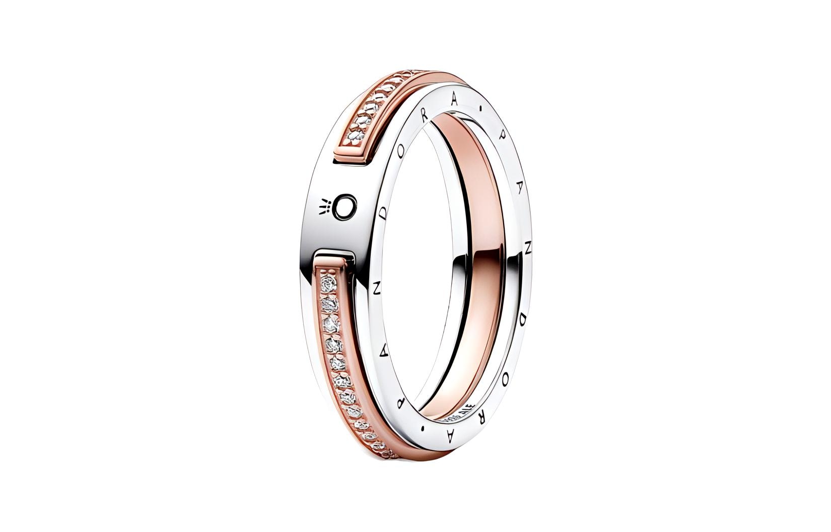 Pandora/潘多拉 Pandora Classic Two-Tone Pavé Ring