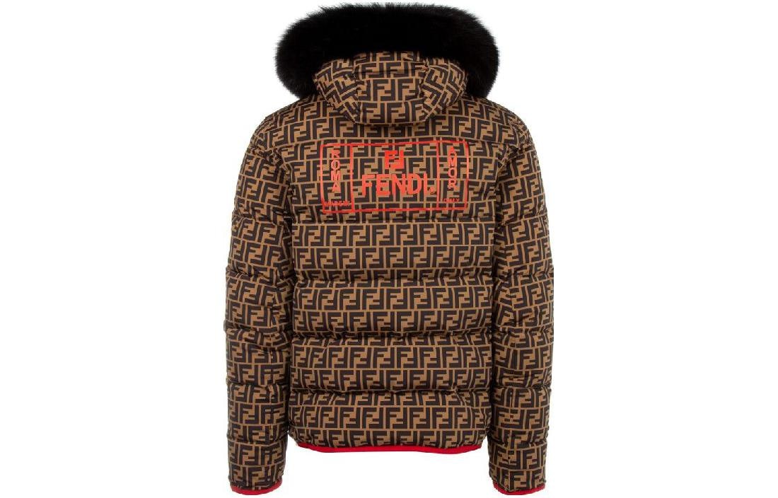 FENDI/芬迪 Fendi SS23 Printed Down Hoodie Jacket Brown