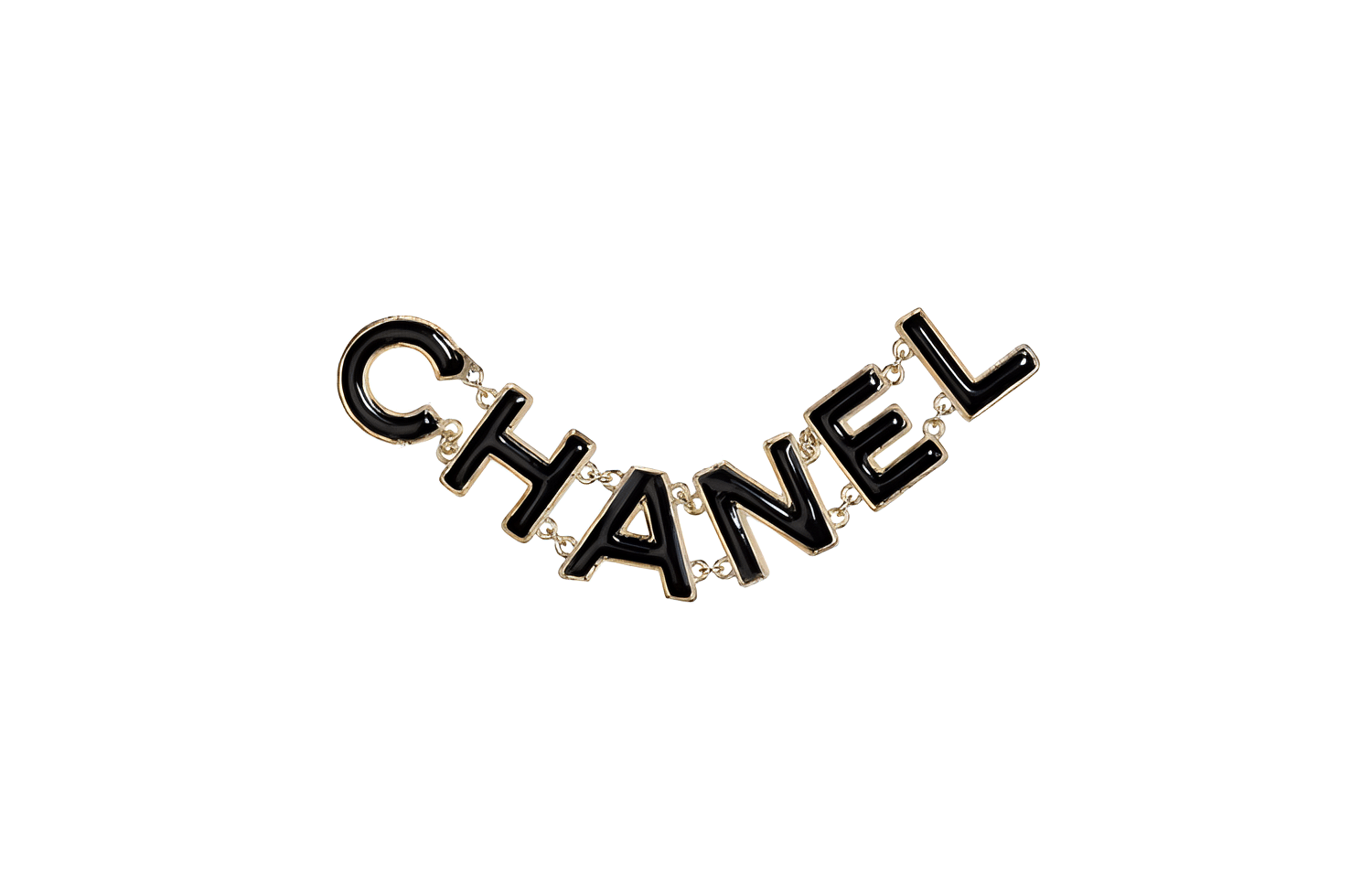 CHANEL Classic Logo Metal Brooch Black