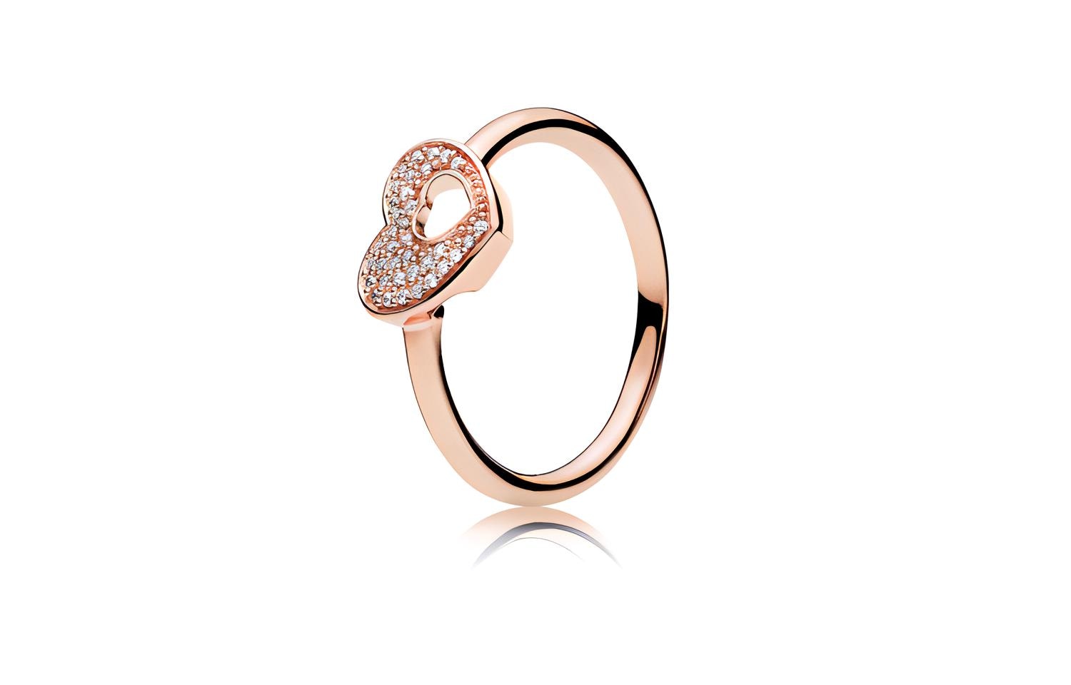 Pandora/潘多拉 Pandora Shining Puzzle Heart Ring Rose Gold