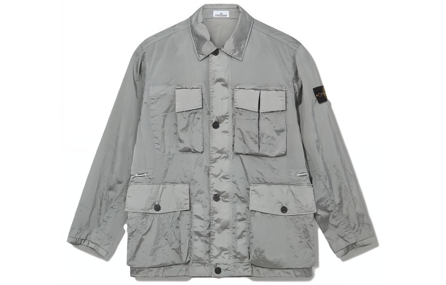 Stone Island SS23 Metallic Jacket Silver Blue
