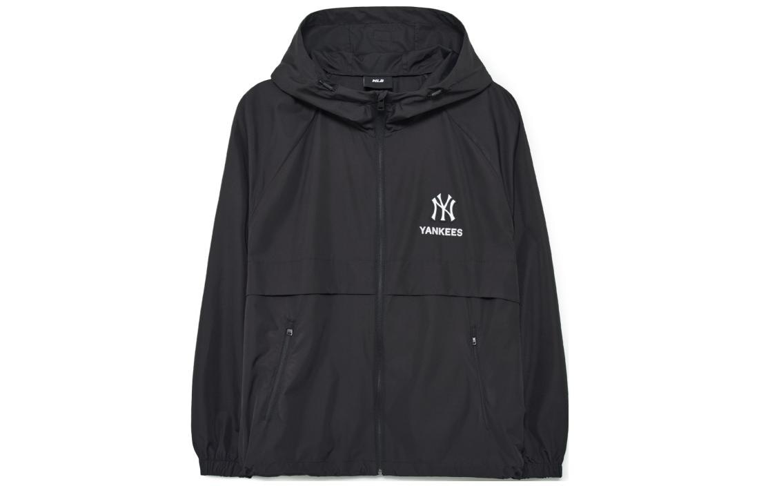 MLB Yankees Letter Print Zip Hoodie Black