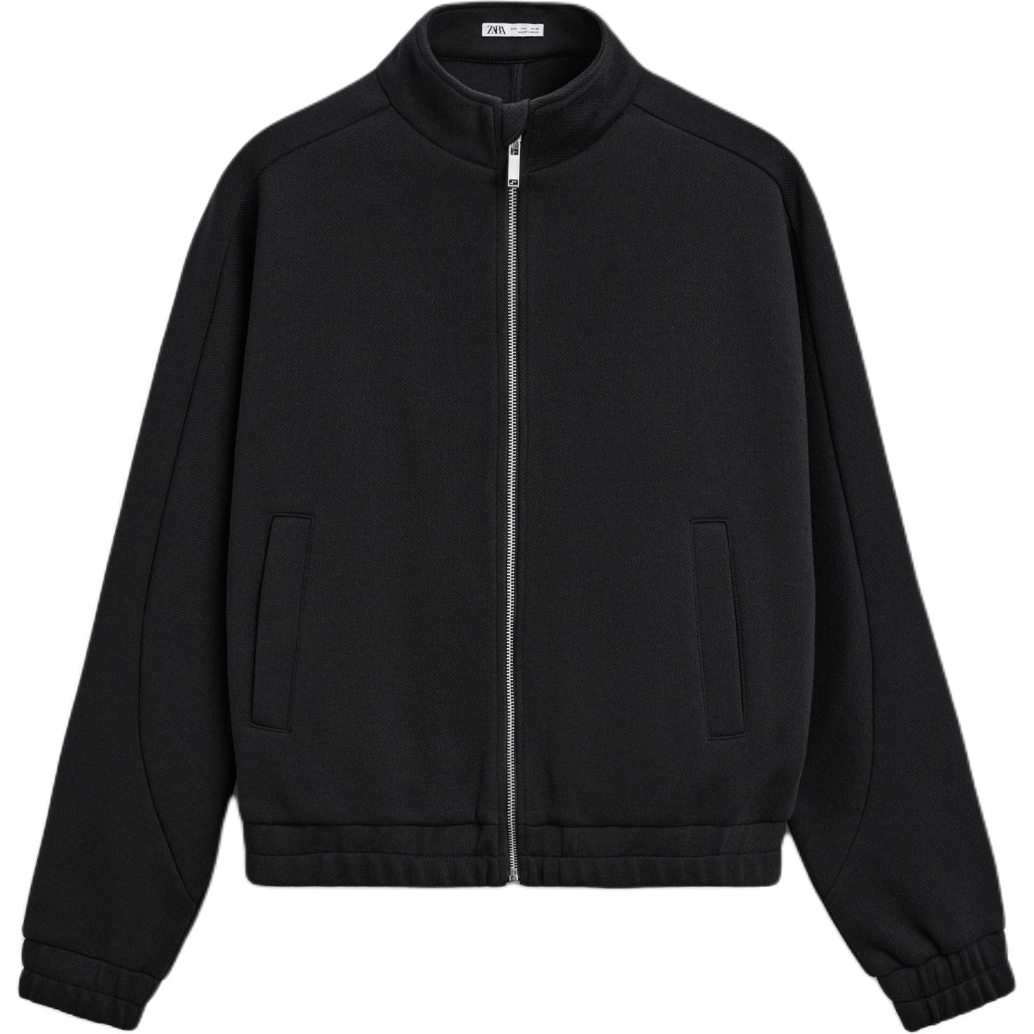 ZARA Zip-Up Slim Fit Sweatshirt Black