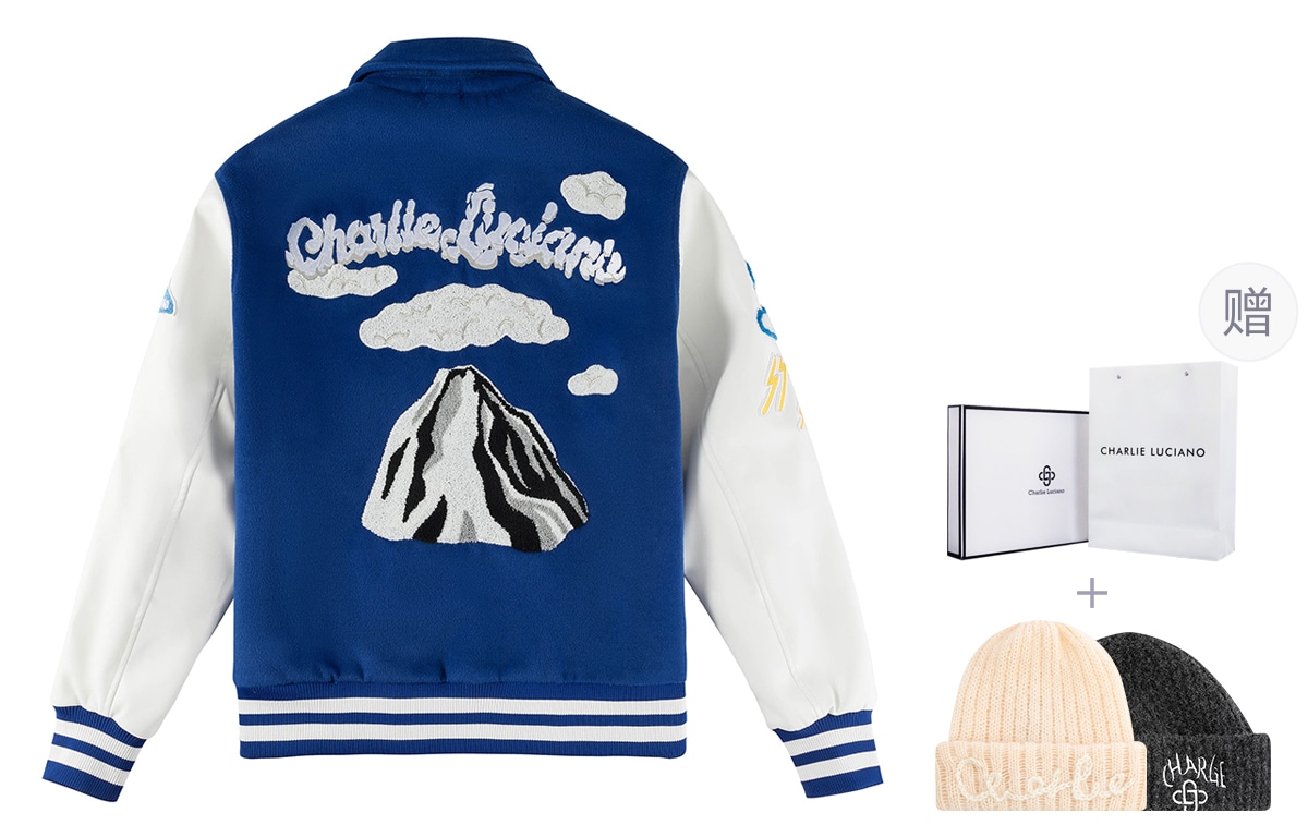 Charlie Luciano Blue White Bomber Jacket