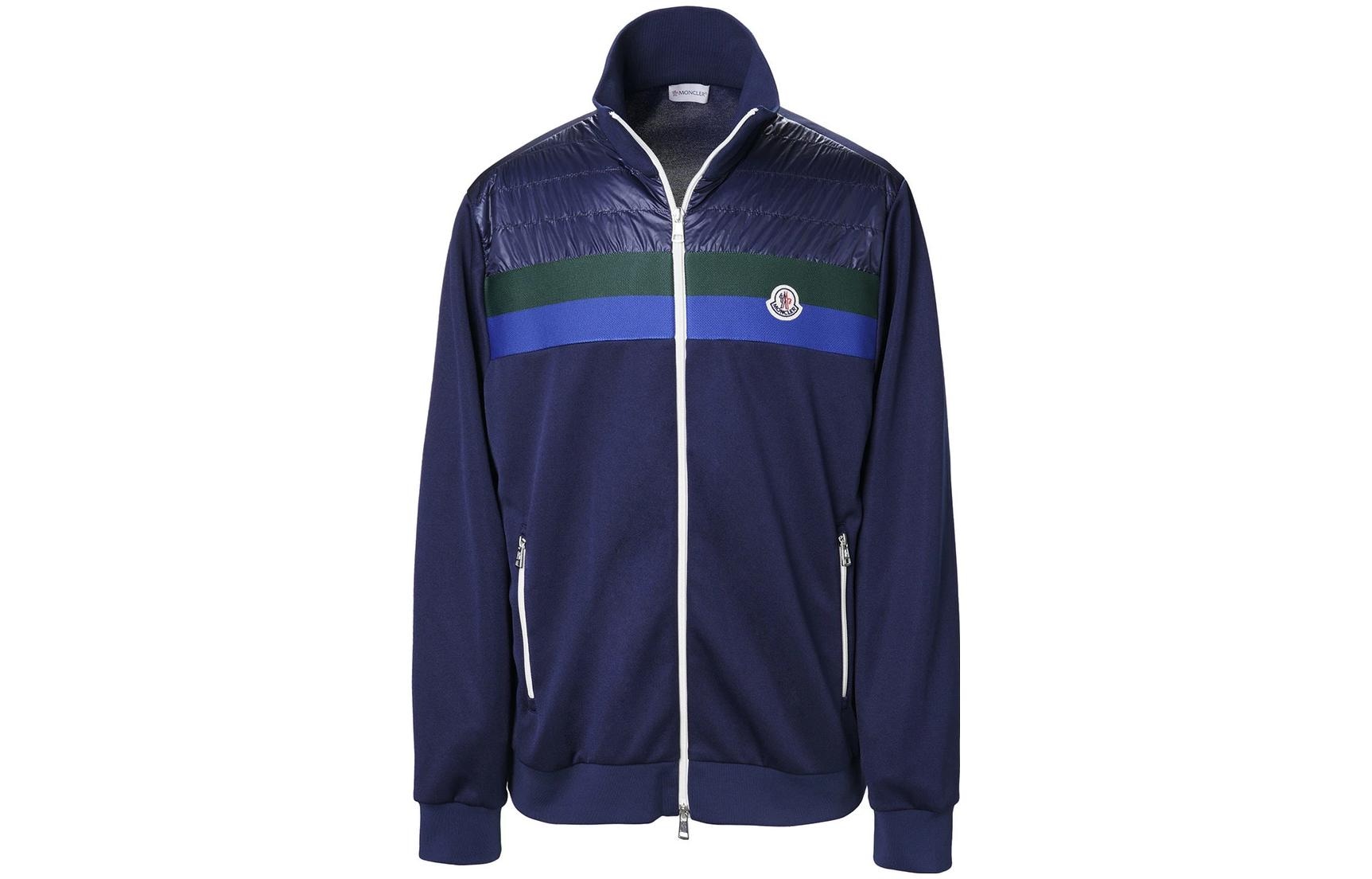 Moncler Colorblock Logo Zip Jacket Navy