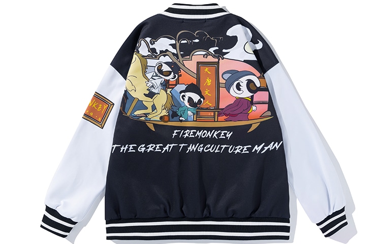 火猴/FireMonkey FireMonkey Baseball Jacket Black White