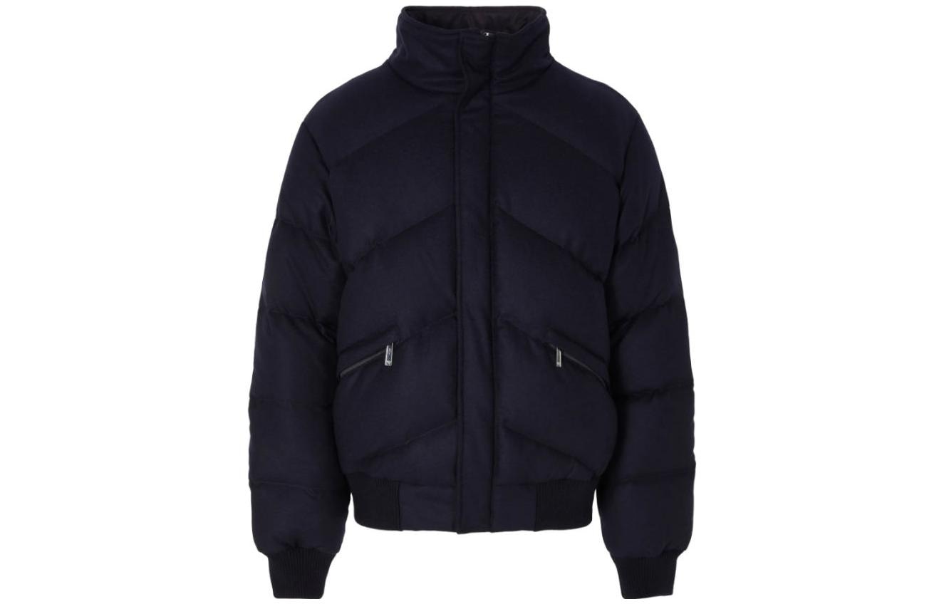 EMPORIO ARMANI/阿玛尼 Emporio Armani FW23 High Neck Zip Cotton Jacket Navy Blue
