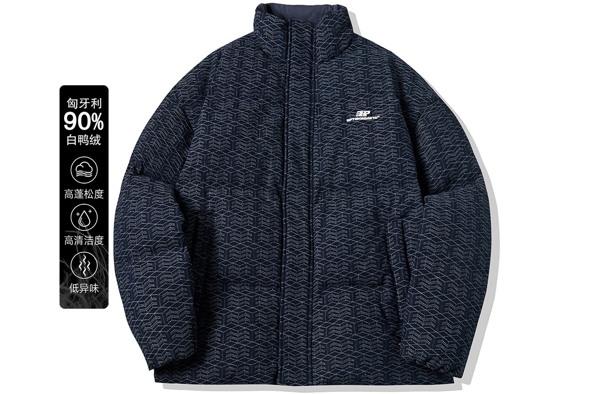 EPTISON Jacquard Washed Denim Down Jacket