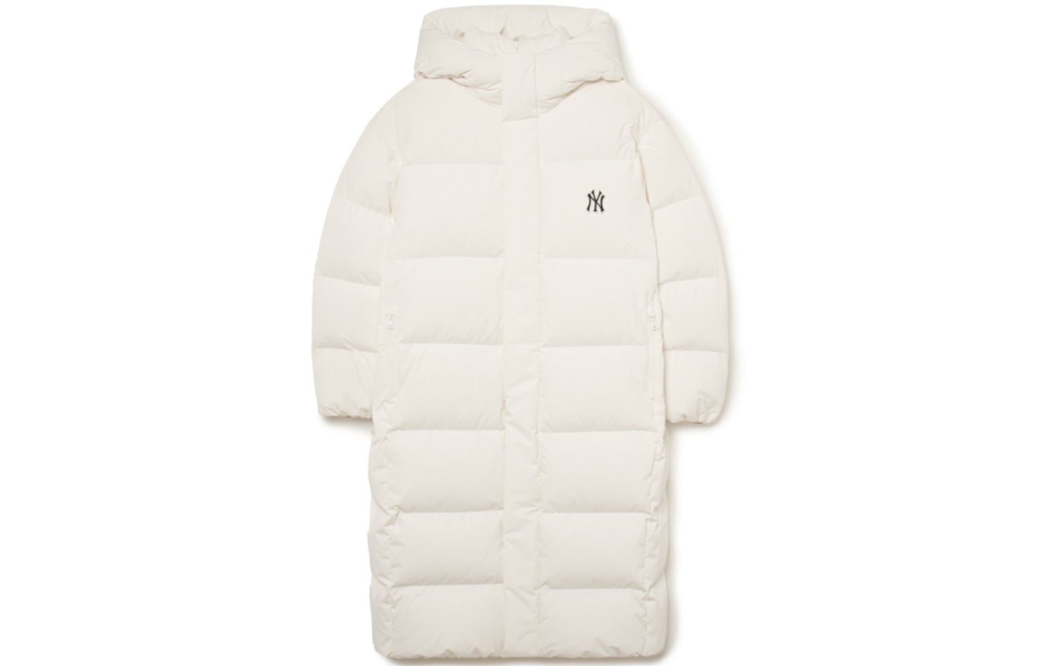 MLB Yankees Logo Hooded Long Down Jacket White