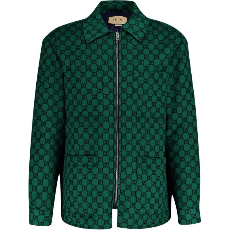 GUCCI/古驰 Gucci Logo Zip Jacket Green