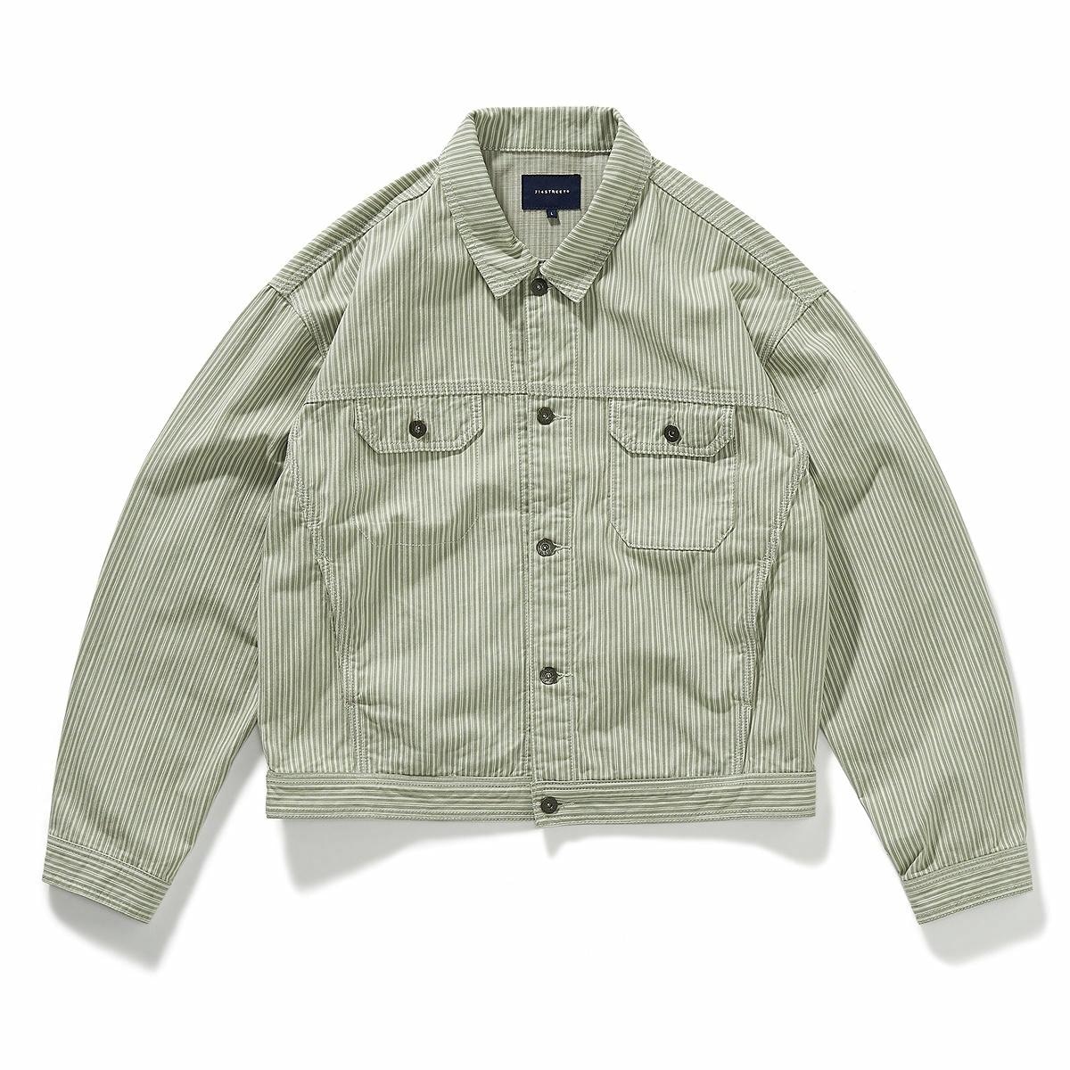 714STREET Vintage Workwear Jacket Green Stripes