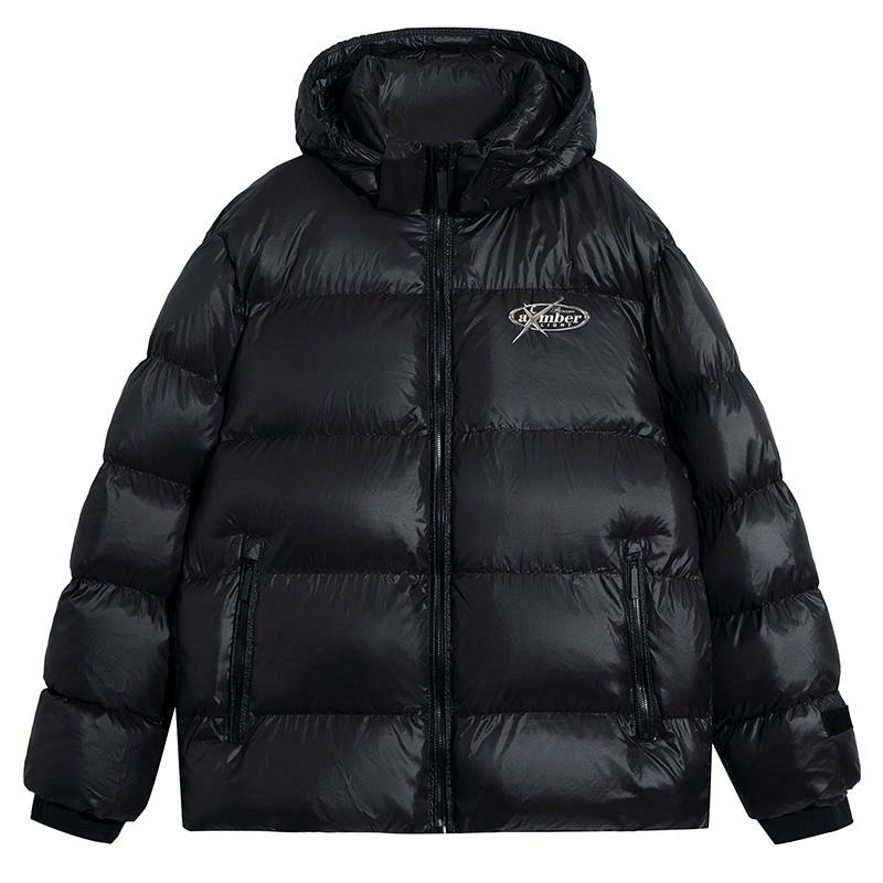 AMBER LIGHT Patchwork Logo Hoodie Coat