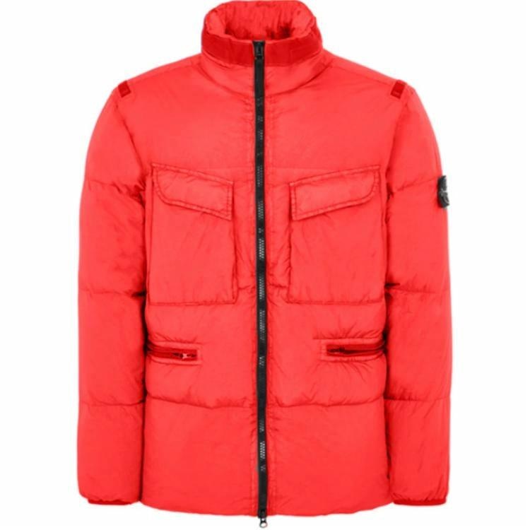 Stone Island Logo Puffer Jacket Red