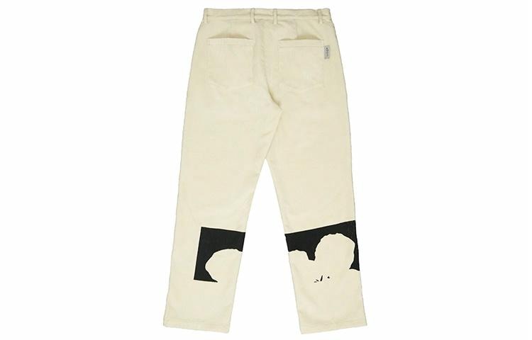 EMPTY REFERENCE Corduroy Floral Print Pants Beige