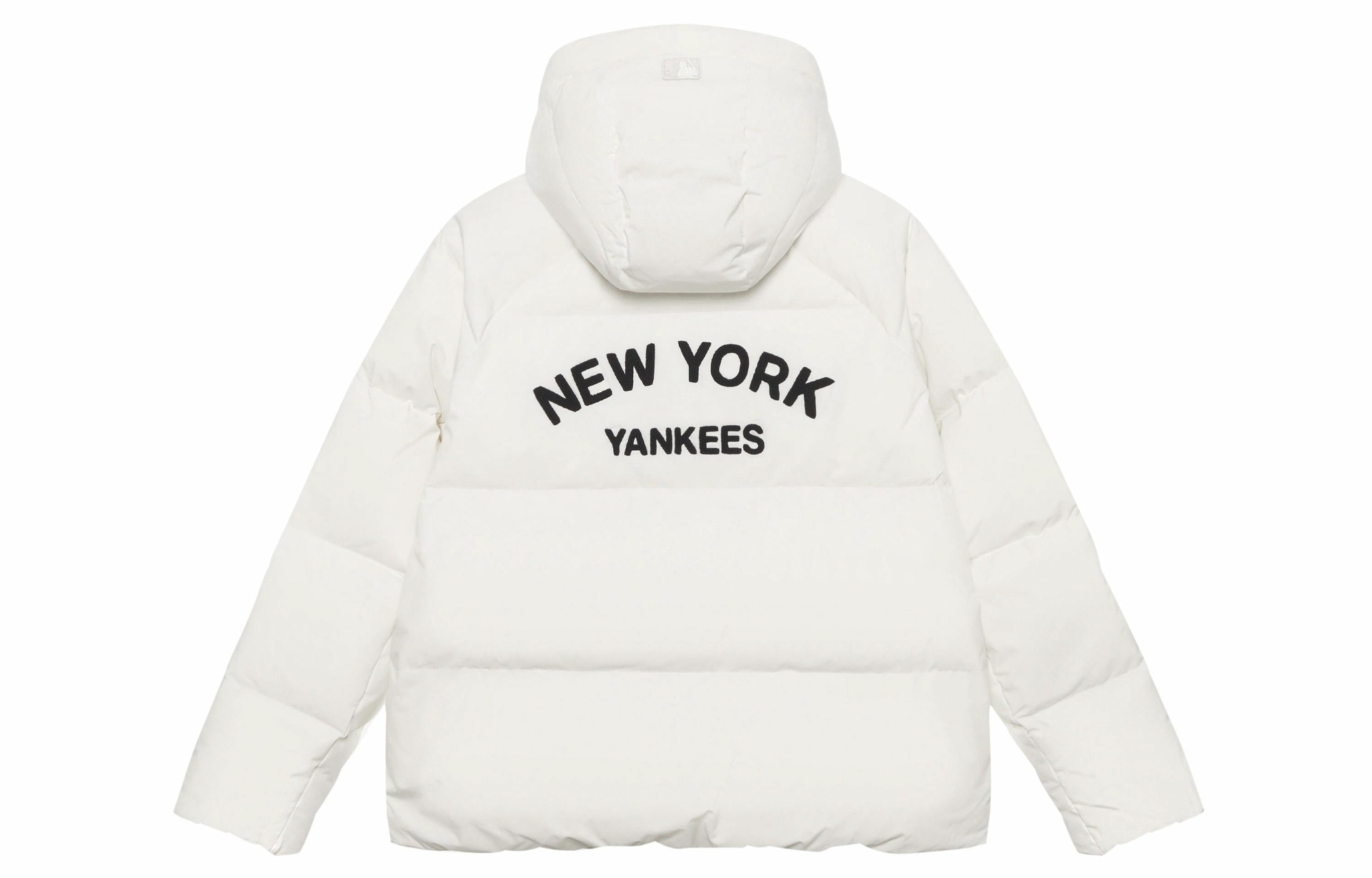 MLB New York Yankees Cream Hooded Puffer Jacket