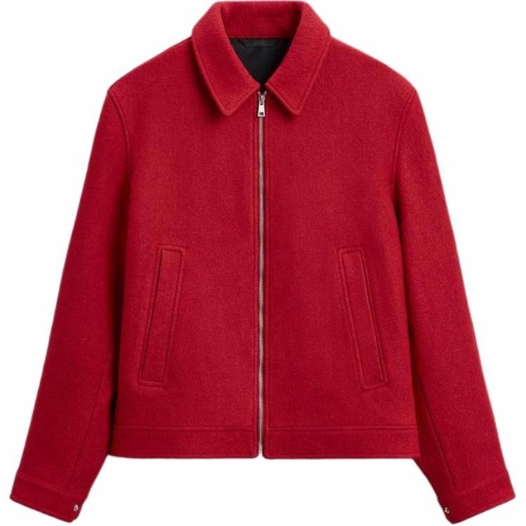 ZARA Loose Fit Zip Collar Jacket Red