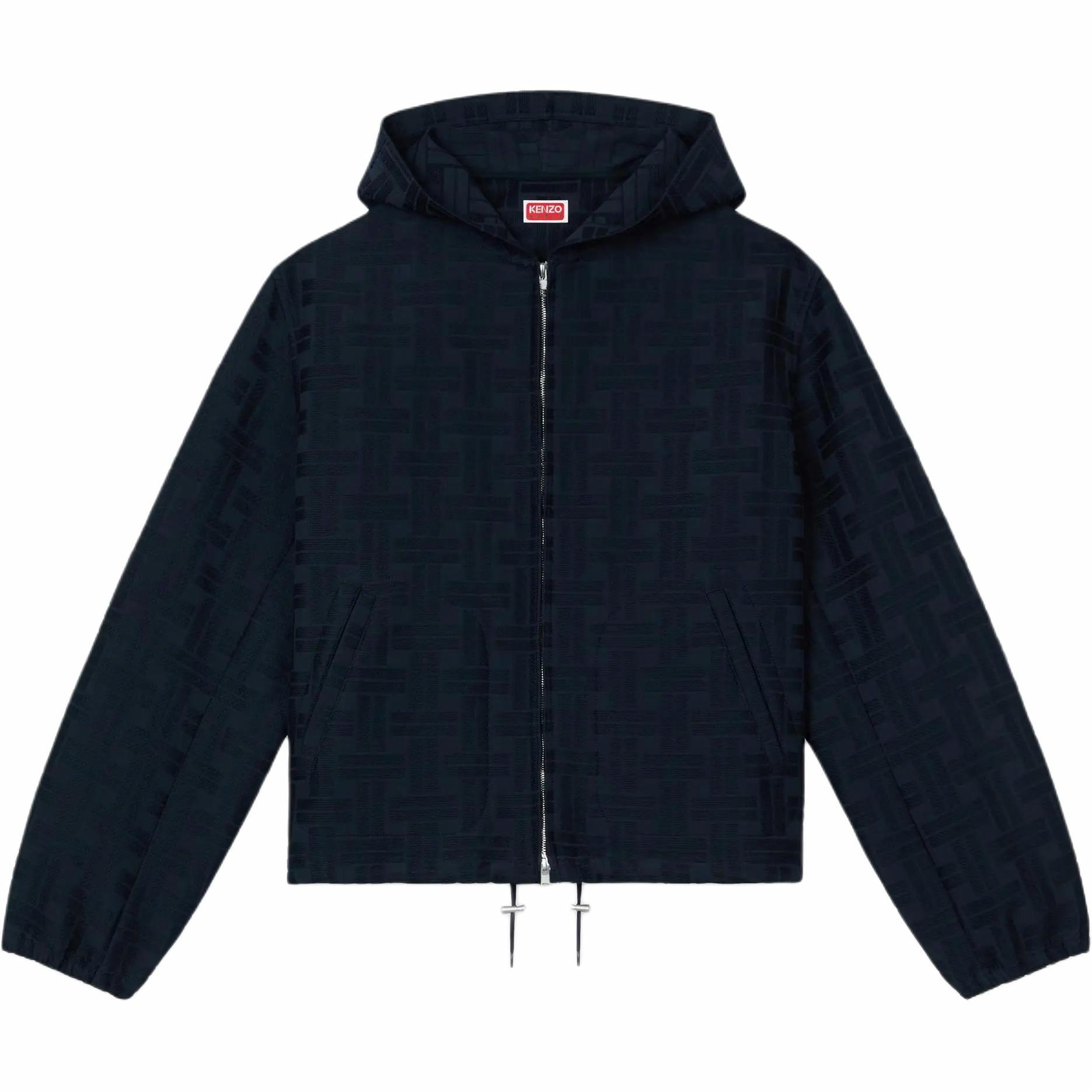 KENZO SS25 Cotton Jacquard Hoodie Jacket Blue Black