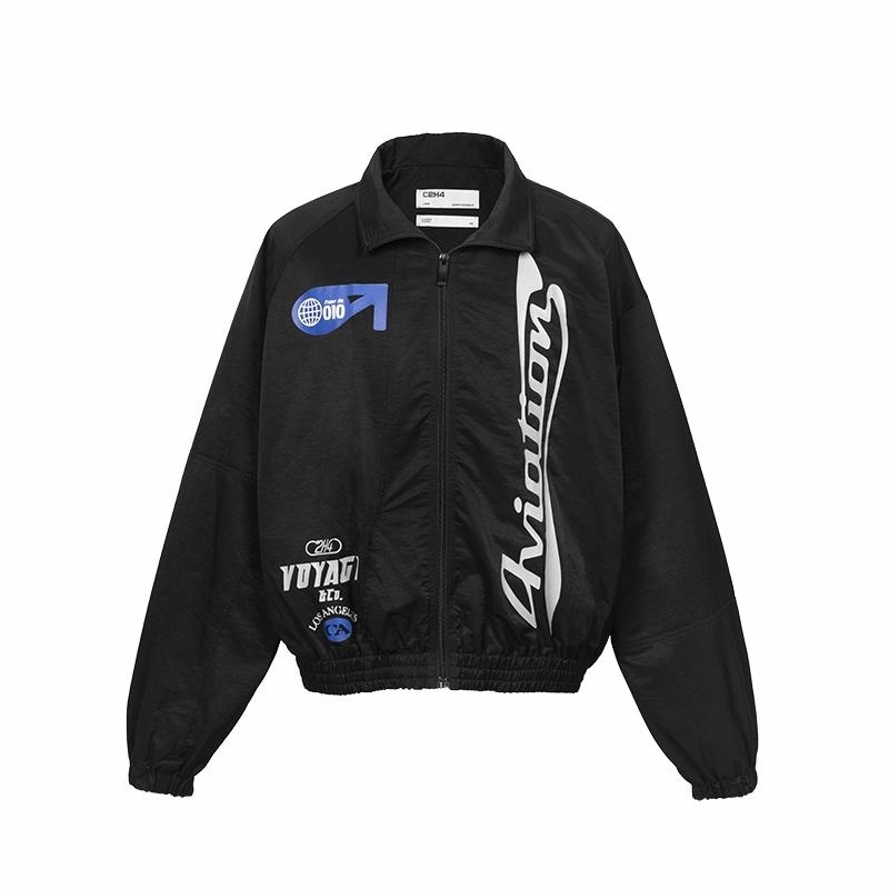 C2H4 Asymmetric Zip Jacket Black