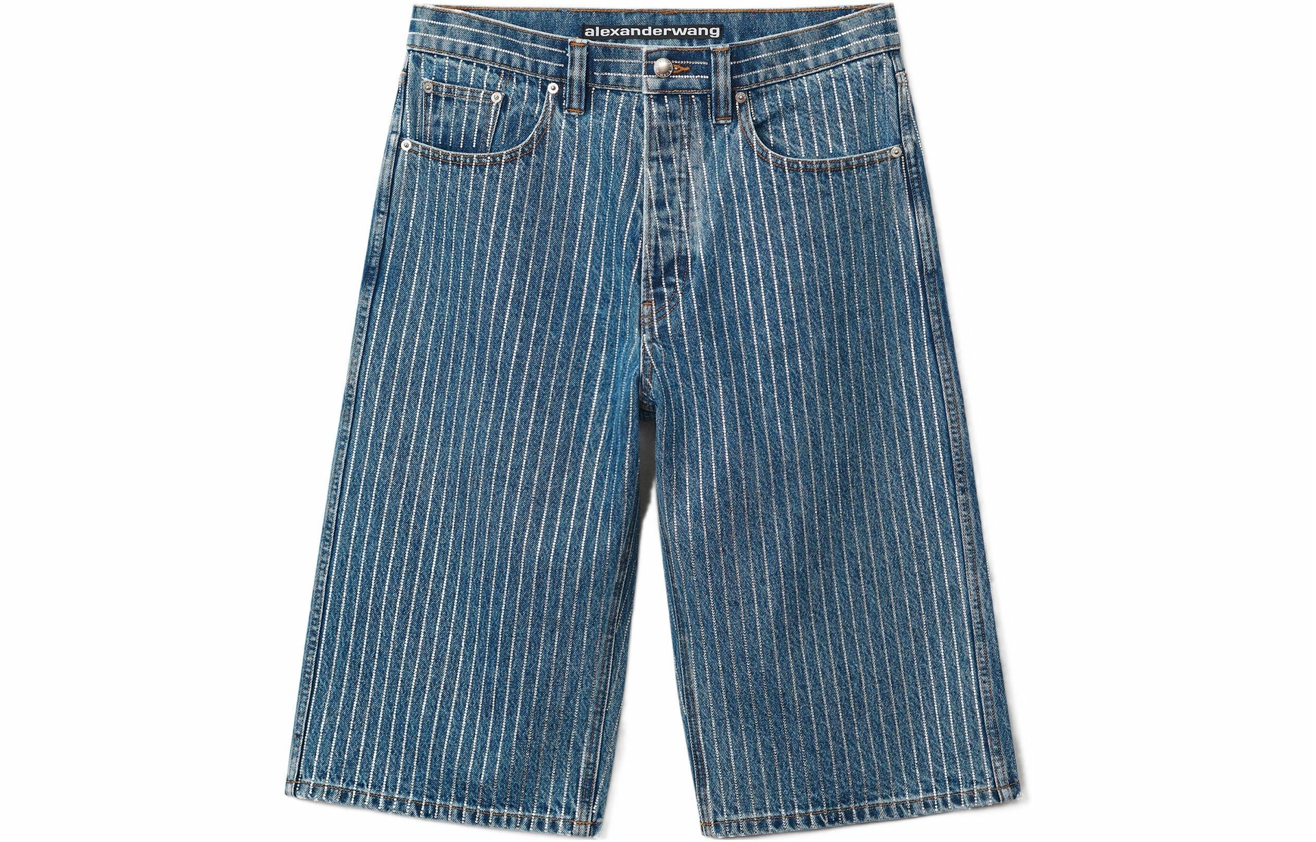 Alexander Wang SS22 Crystal Stripe Denim Shorts