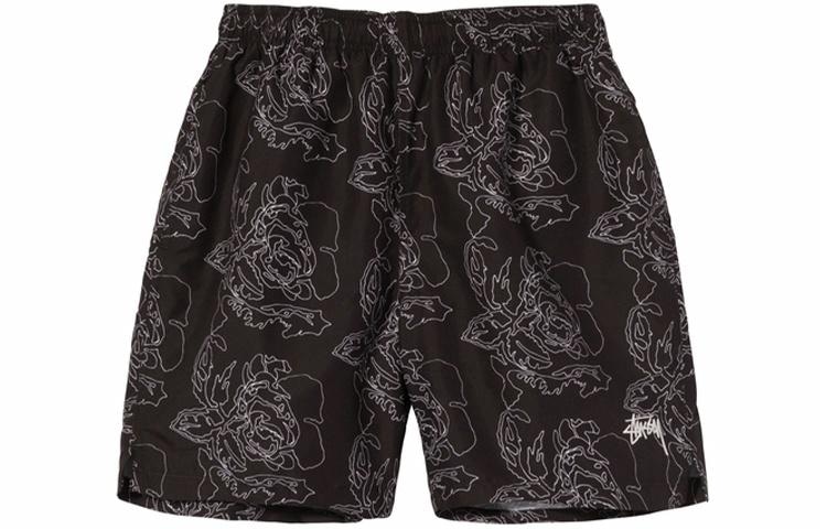 Stussy Embroidered Floral Shorts Black