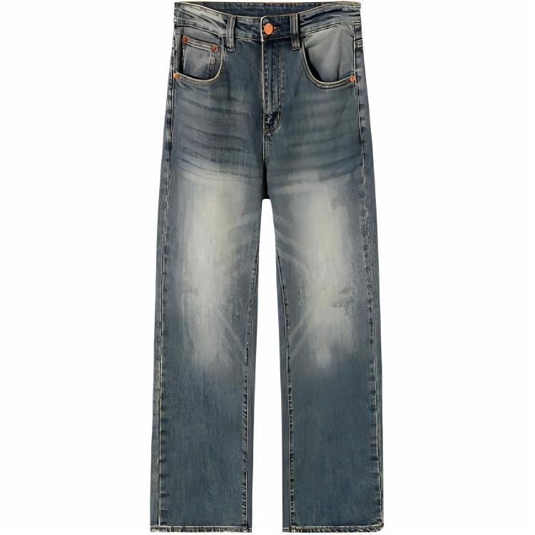 ALL IN Washed Straight Jeans Blue