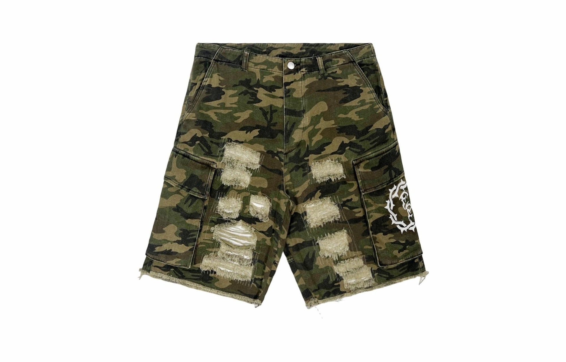 False Perception Boro Camo Shorts
