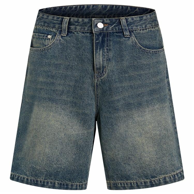 404MOB GANG Retro Washed Denim Shorts Blue