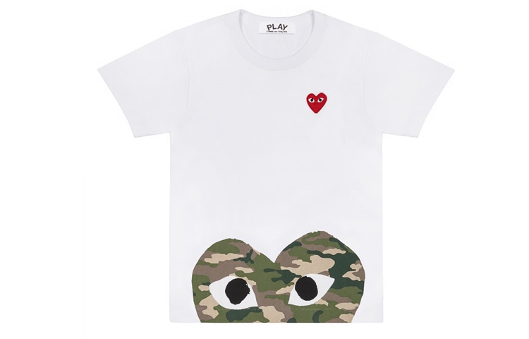 CDG Play Camouflage Edge Heart Tee White