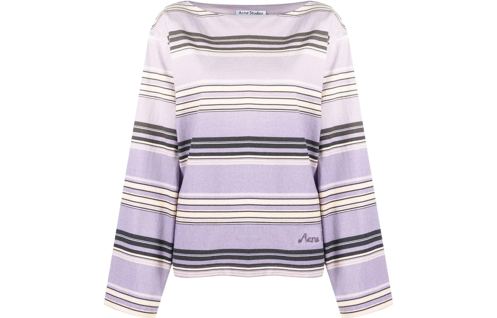 Acne Studios SS22 Crew Neck Striped Long Sleeve Tee Lavender