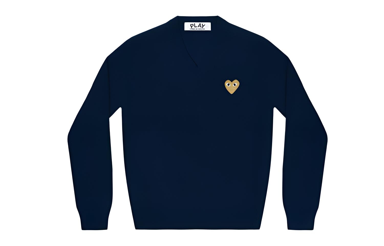 CDG Play Gold Heart V-Neck Sweater V
