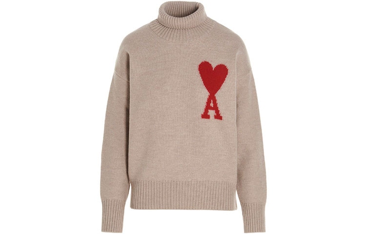 AMIPARIS Turtleneck Wool Sweater Champagne