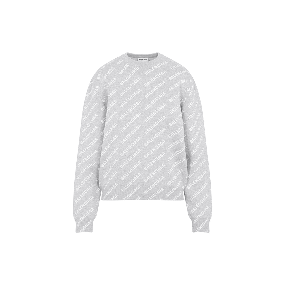 Balenciaga FW22 Logo Crewneck Sweatshirt Light Grey