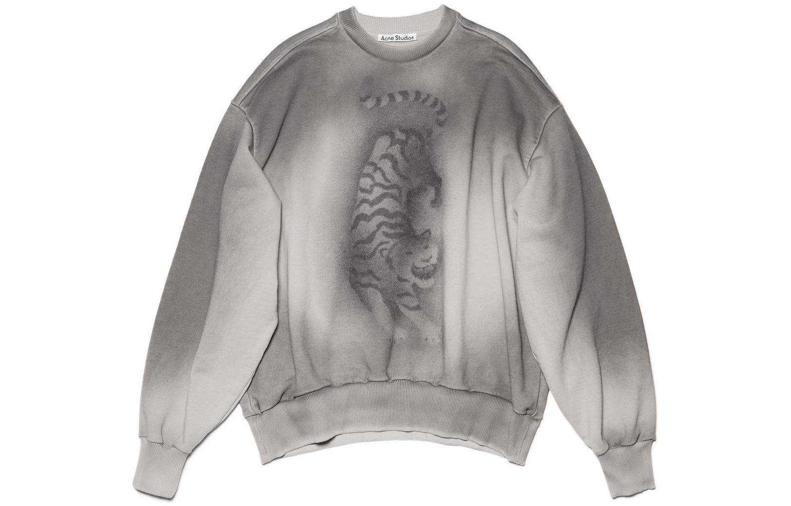 Acne Studios SS22 Tiger Print Crewneck Sweatshirt Gray