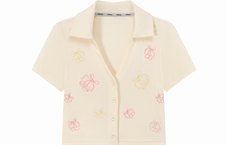 CHUU Cherry Bow Embroidery Cardigan