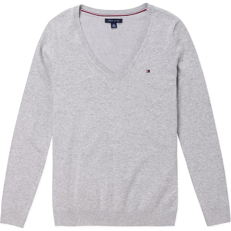 Tommy Hilfiger V-Neck Knit Sweater Grey