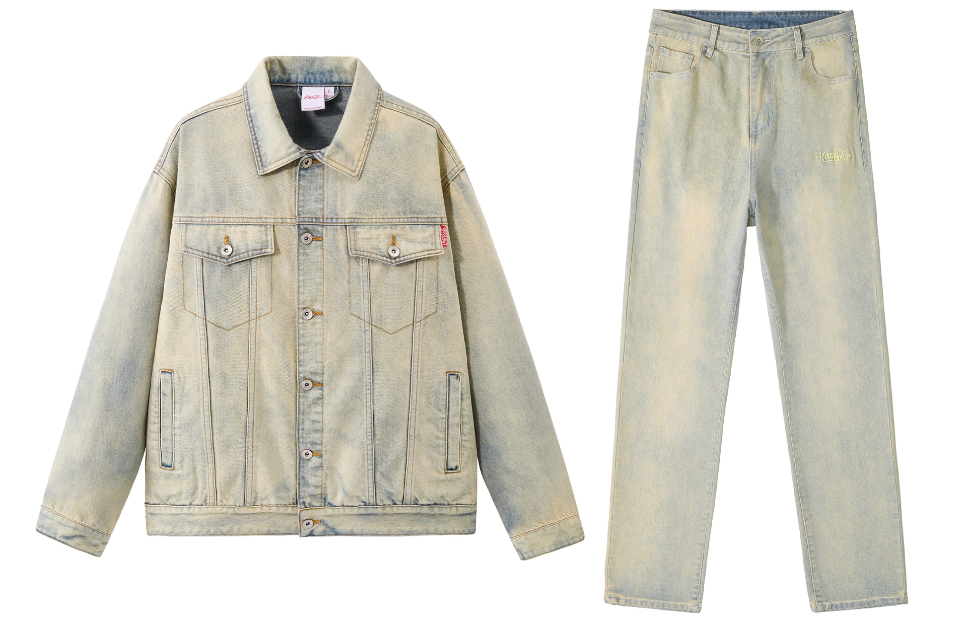Coca-Cola/可口可乐 Coca-Cola Vintage Washed Denim Jacket Set